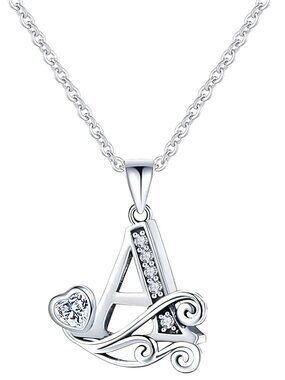 S925 Sterling Silver Initial Letter Necklaces for Women Dainty Letter Chain